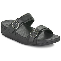 Čevlji  Ženske Natikači FitFlop Lulu Adjustable Leather Slides Črna