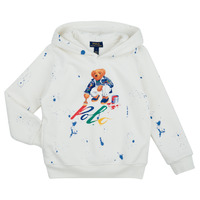 Oblačila Otroci Puloverji Polo Ralph Lauren BEAR PO HOOD-KNIT SHIRTS-SWEATSHIRT Bela / Večbarvna