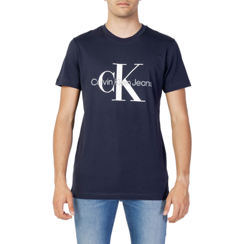 Oblačila Moški Polo majice dolgi rokavi Calvin Klein Jeans CORE MONOGRAM SLIM TEE J30J320935 Modra