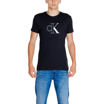 Oblačila Moški Polo majice dolgi rokavi Calvin Klein Jeans OUTLINE MONOLOGO TEE J30J325678 Črna