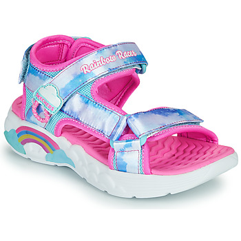 Topánky Dievča Športové sandále Skechers RAINBOW RACER Strieborná / Ružová