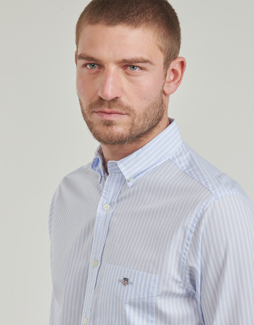 Gant REG POPLIN STRIPE SHIRT Biela / Modrá