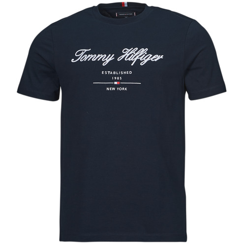 Tommy Hilfiger SCRIPT LOGO TEE Námornícka modrá