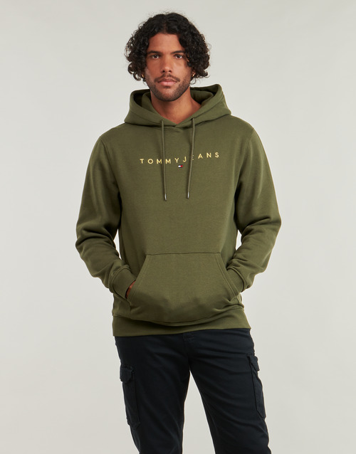 Tommy Jeans TJM REG LINEAR GOLD HOOD EXT Kaki