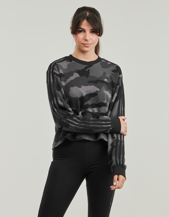 Adidas Sportswear Essentials 3-Stripes Camo-Print Cropped Sweatshirt