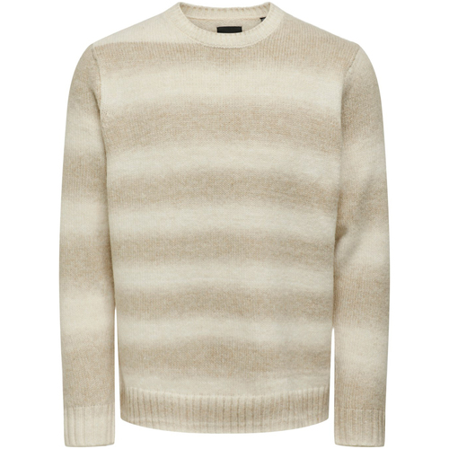 Oblečenie Muž Svetre Only & Sons  ONSMARCEL REG 3 GRADIENT CREW KNIT 22027155 Biela