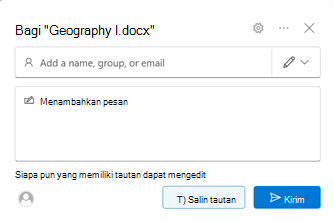 Kotak dialog Berbagi