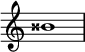 {
\override Score.TimeSignature #'stencil = ##f
\relative c'' {
\clef treble \time 4/4 bisis1
} }