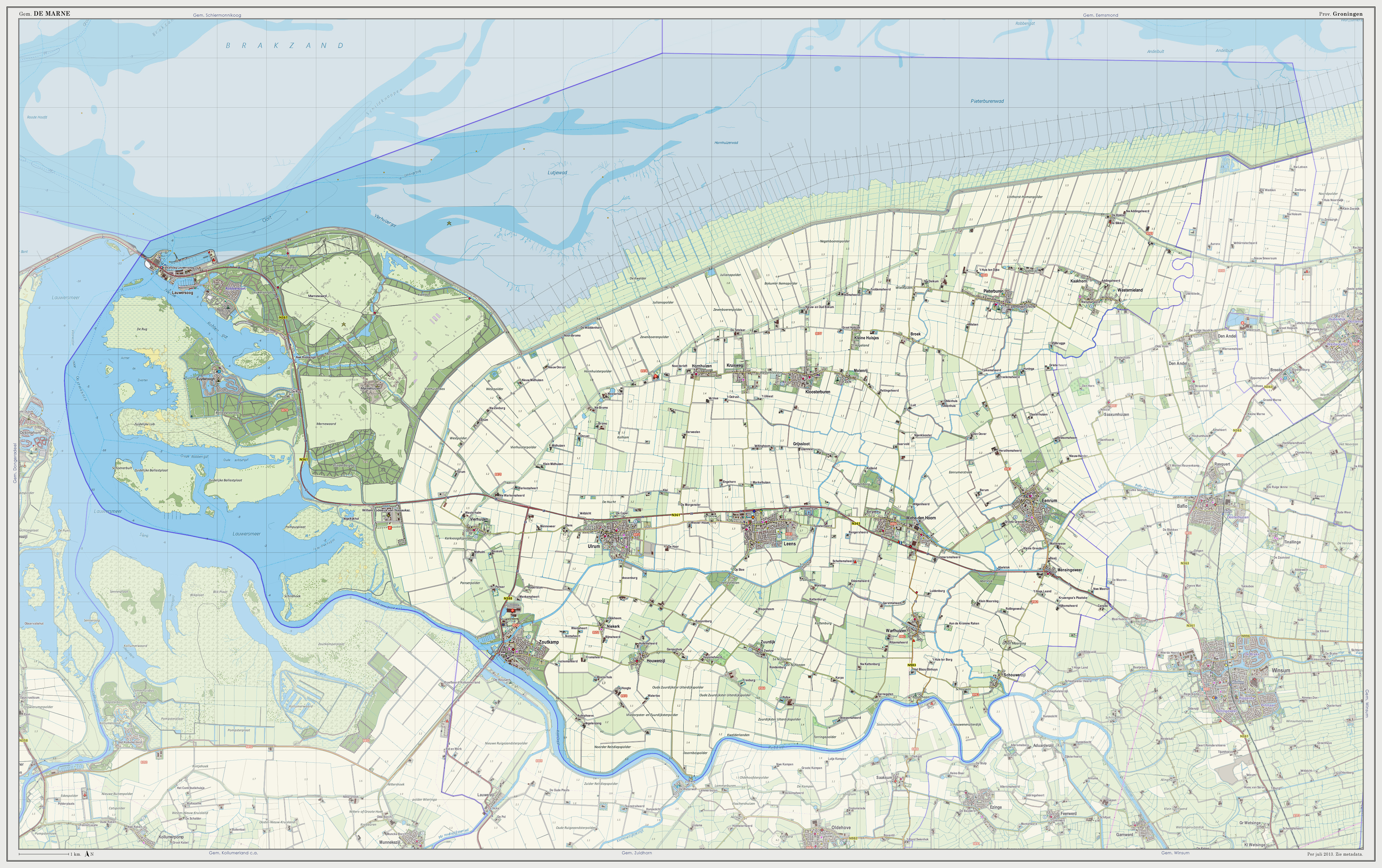 Dutch Topographic map of De Marne, July 2013