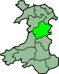 Montgomeryshire shown within Wales