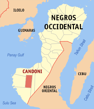 Mapa han Negros Occidental nga nagpapakita kon hain nahamutangan an Candoni