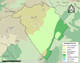 Carte en couleurs présentant l'occupation des sols.