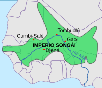 El Imperio songhai, hacia 1500.