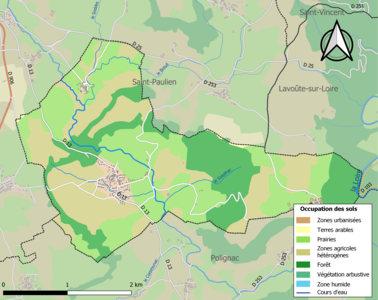 Carte en couleurs des infrastructures et de l'occupation des sols de la commune.