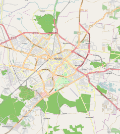 Mapa konturowa Białegostoku, po lewej znajduje się punkt z opisem „Białystok Starosielce”