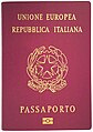 Copertina di un passaporto della Repubblica Italiana (UE) come rilasciato dal 2006 (biometrico)