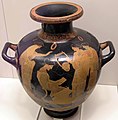 Sappho reading a poem. Attic vase, 440-430 bC.