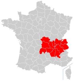 Localisacion d'Ôvèrgne-Rôno-Arpes en France