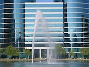 Fountain in the Oracle lake, Redwood Shores