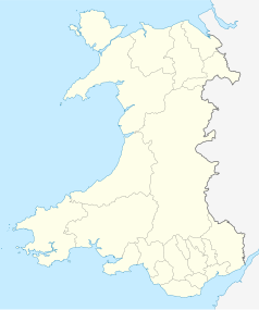 Mapa konturowa Walii, blisko dolnej krawiędzi po prawej znajduje się punkt z opisem „Cardiff City Stadium”