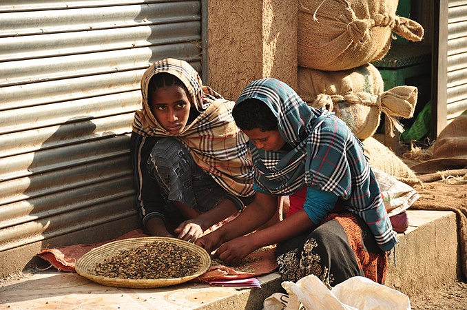 Girls cleaning coffee by Natnael Tadele, from Ethiopia