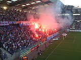 Fumigènes au stade d'Ornano (2009).