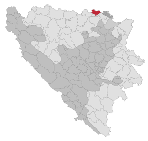 Lage der Gemeinde Odžak (Gemeinde) in Bosnien und Herzegowina (anklickbare Karte)