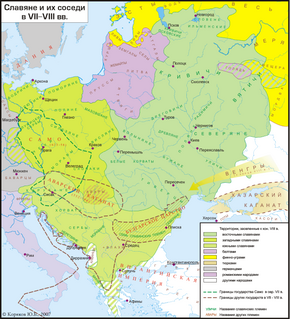 Venäläinen näkemys itäisen Keski-Euroopan heimoista 600- ja 700-luvuilla (venäjäksi). Dregovitšit (Дреговичи) mainitaan vihreän alueen keskiosassa Turovin pohjoispuolella.