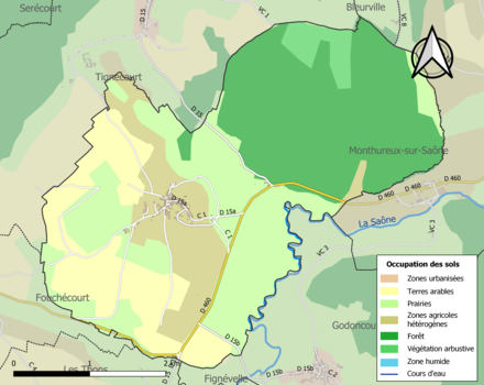 Carte en couleurs présentant l'occupation des sols.