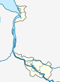 Mapa konturowa Bremy, u góry nieco na lewo znajduje się punkt z opisem „BRV”