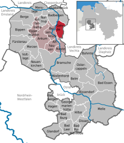 Poziția Gehrde pe harta districtului Osnabrück