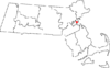 Dot map of Boston in the state of Massachusetts