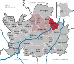 Läget för Schwenningen i Landkreis Dillingen an der Donau