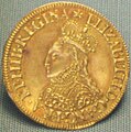 1560–61年のハーフポンド。イングランドで製造された最初期の硬貨のひとつ。