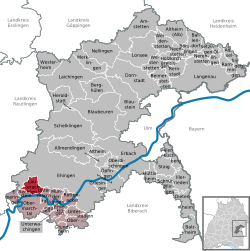 Elhelyezkedése Baden-Württemberg térképén