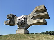 Monument to the Revolution of the people of Moslavina (1967) designed by Dušan Džamonja in Podgarić