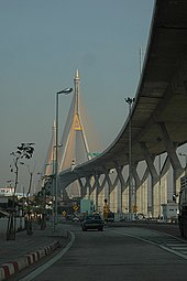 สะพานภูมิพลมองจากถนนขนานใต้สะพาน