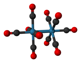 Molecuulmodel van direniumdecacarbonyl