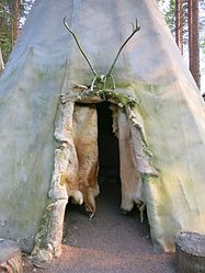 Door of lavvu in Lapland