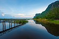 The evening reflection of a mountain in the "lotus pond", Khao Sam Roi Yot National Park