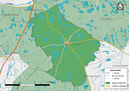 La totalité de la commune est incluse, et en lisière, dans la zone Natura 2000 de type ZPS « les Étangs de Sologne ».