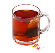 Glass mug of tea