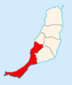 Map of Fuerteventura highlighting Pájara