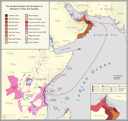 Sultanate of Zanzibar in pink[clarification needed]