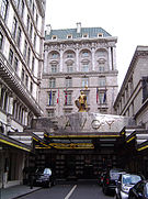 Cramped, older hotel entrance