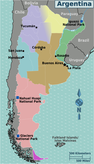 アルゼンチンの地図