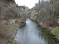 River leading from the waterfall