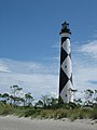 Cape Lookout fyr i USA med rektangulære fargemønstre.