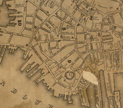 Detail of 1829 map of Boston, showing extent of Congress St.; (Atkinson St. would become part of Congress St. in 1854)