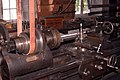 Belt-driven metalworking lathe in the machine shop at Hagley Museum